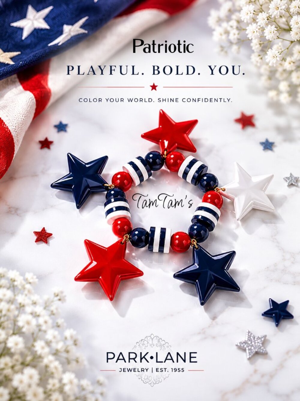 Park Lane Red White Blue Patriotic Bracelet 4th of July